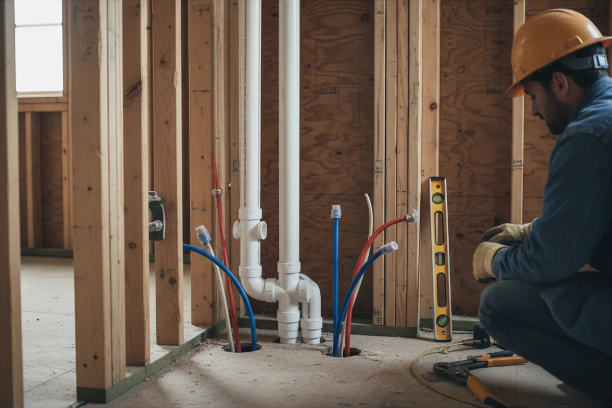 Drain and supply rough-in during Sump Pump Repair in Waldo